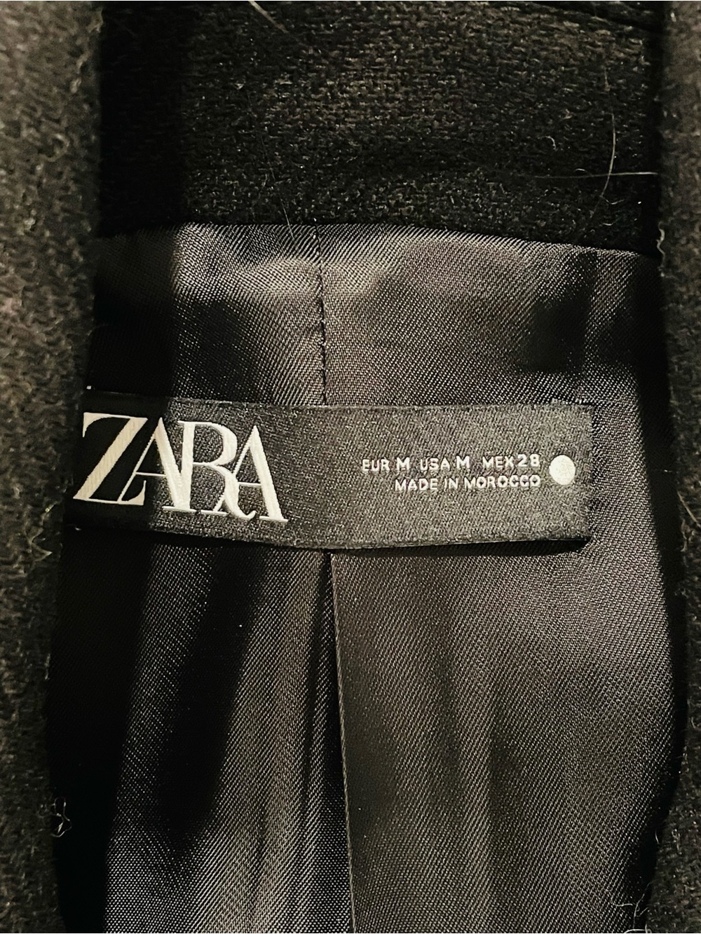ZARA Black Belted Long Coat Double Breasted Oversized Collar - Picture 4 of 4
